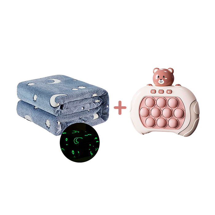 BlanketFastFingers, set regalo con coperta fosforescente e giocattolo interattivo GRATIS