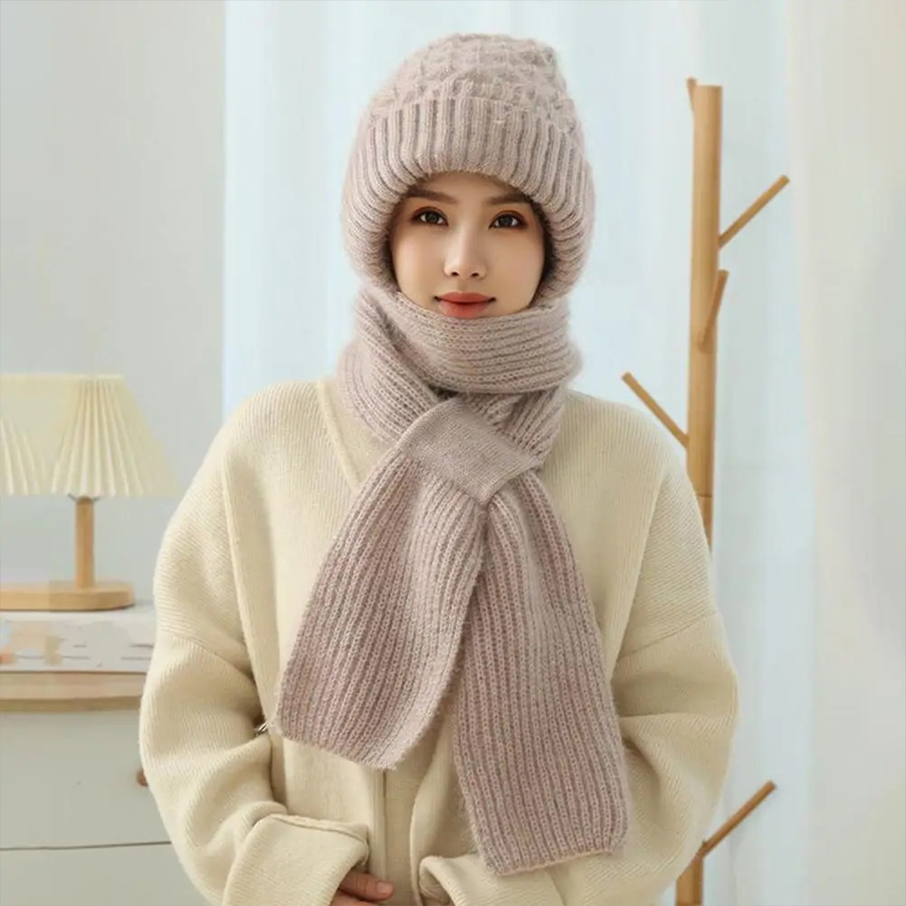 CapScarf, cappello invernale da donna con sciarpa cucita