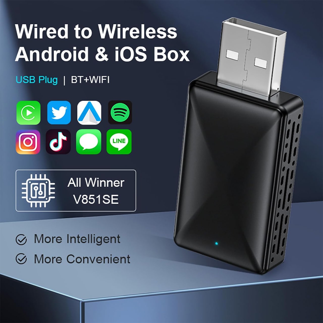 CarPlay, chiavetta USB per connettività wireless con Apple CarPlay e Android Auto