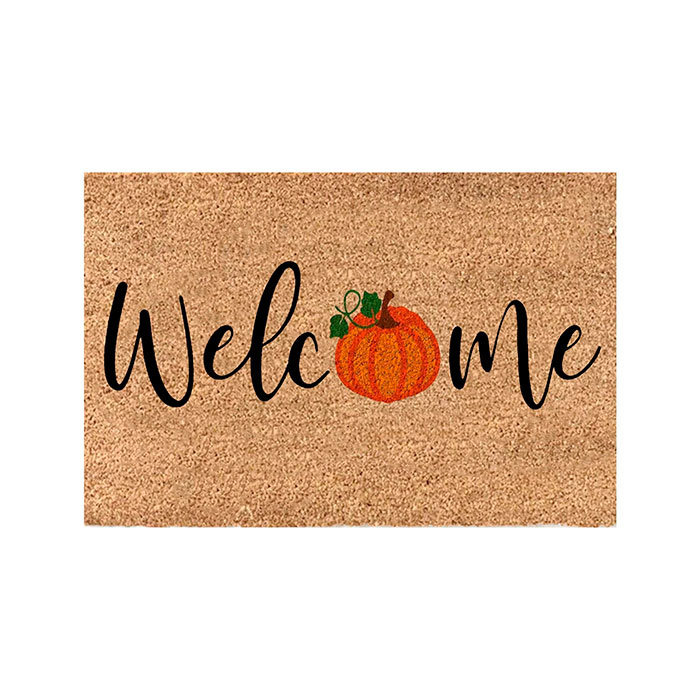 FallMat, tappeto con un cartello di benvenuto e una zucca