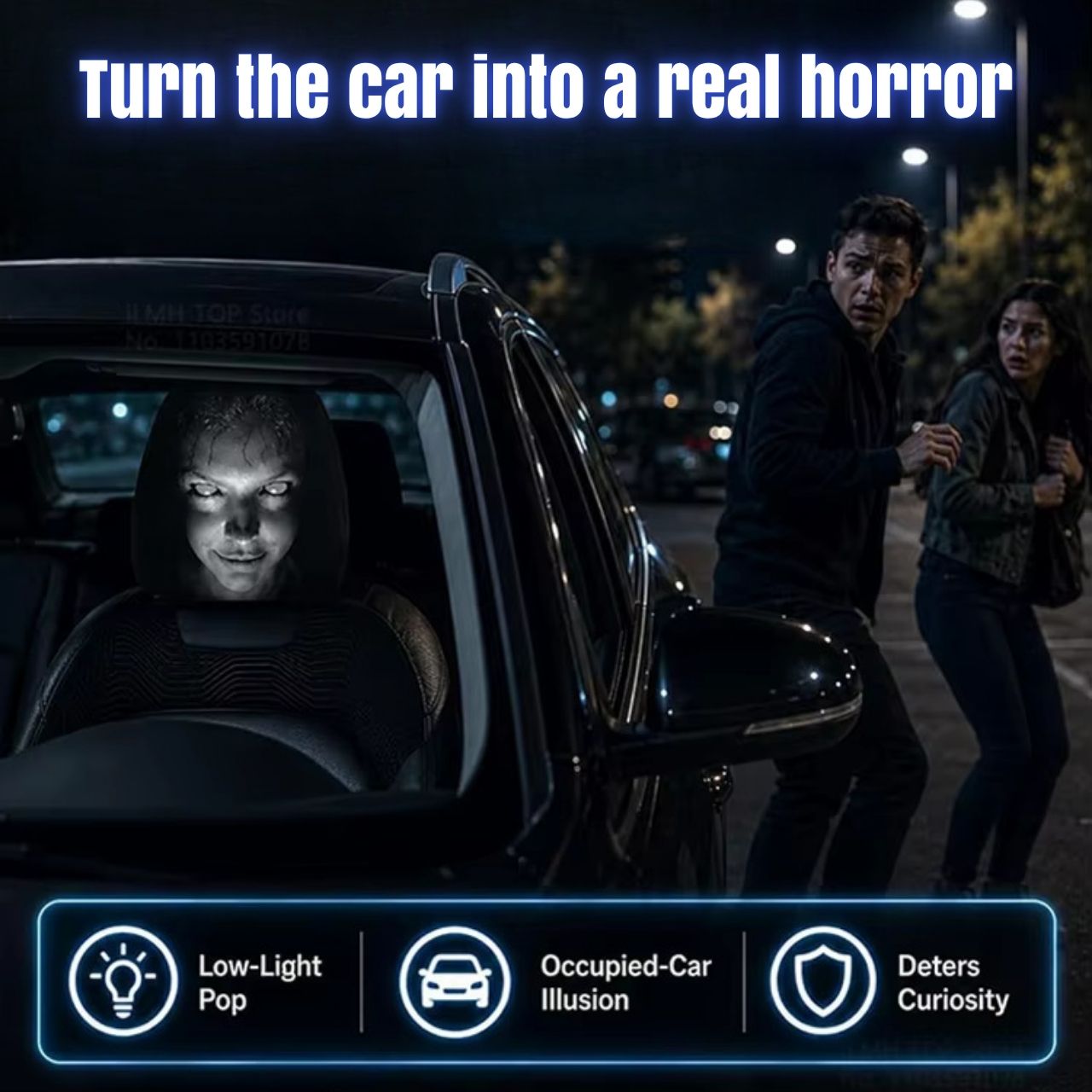 Copripoggiatesta spaventoso per auto (1+1 GRATIS), GhostFace - Image 5