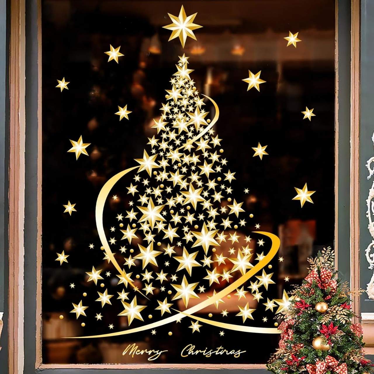 GoldenTree, adesivi per finestre di Natale in oro (2 pezzi) - Image 3