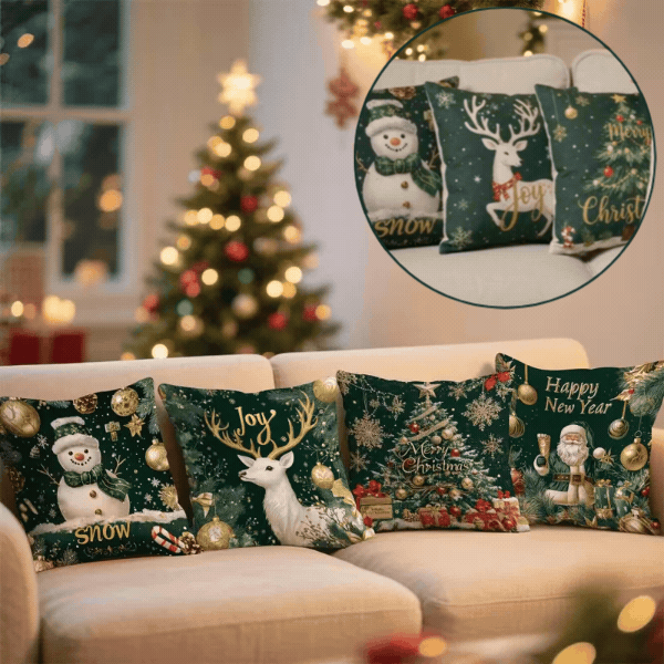 Fodere per cuscini natalizie (4 pezzi), GreenXmass - Image 1