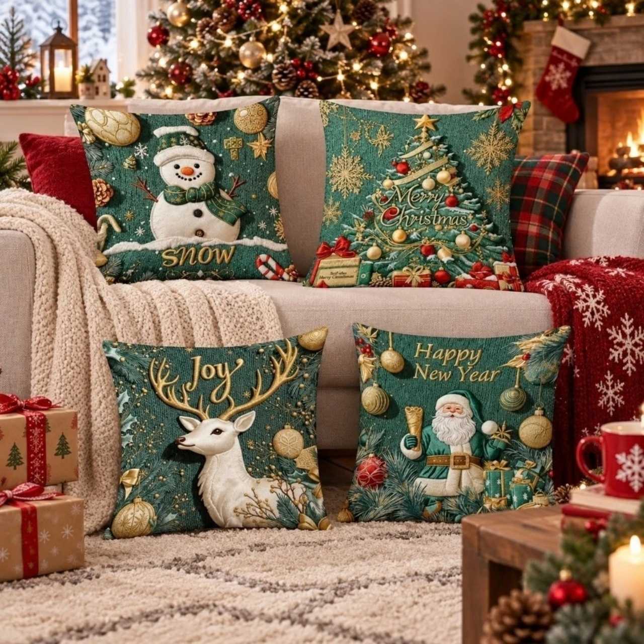 Fodere per cuscini natalizie (4 pezzi), GreenXmass - Image 9