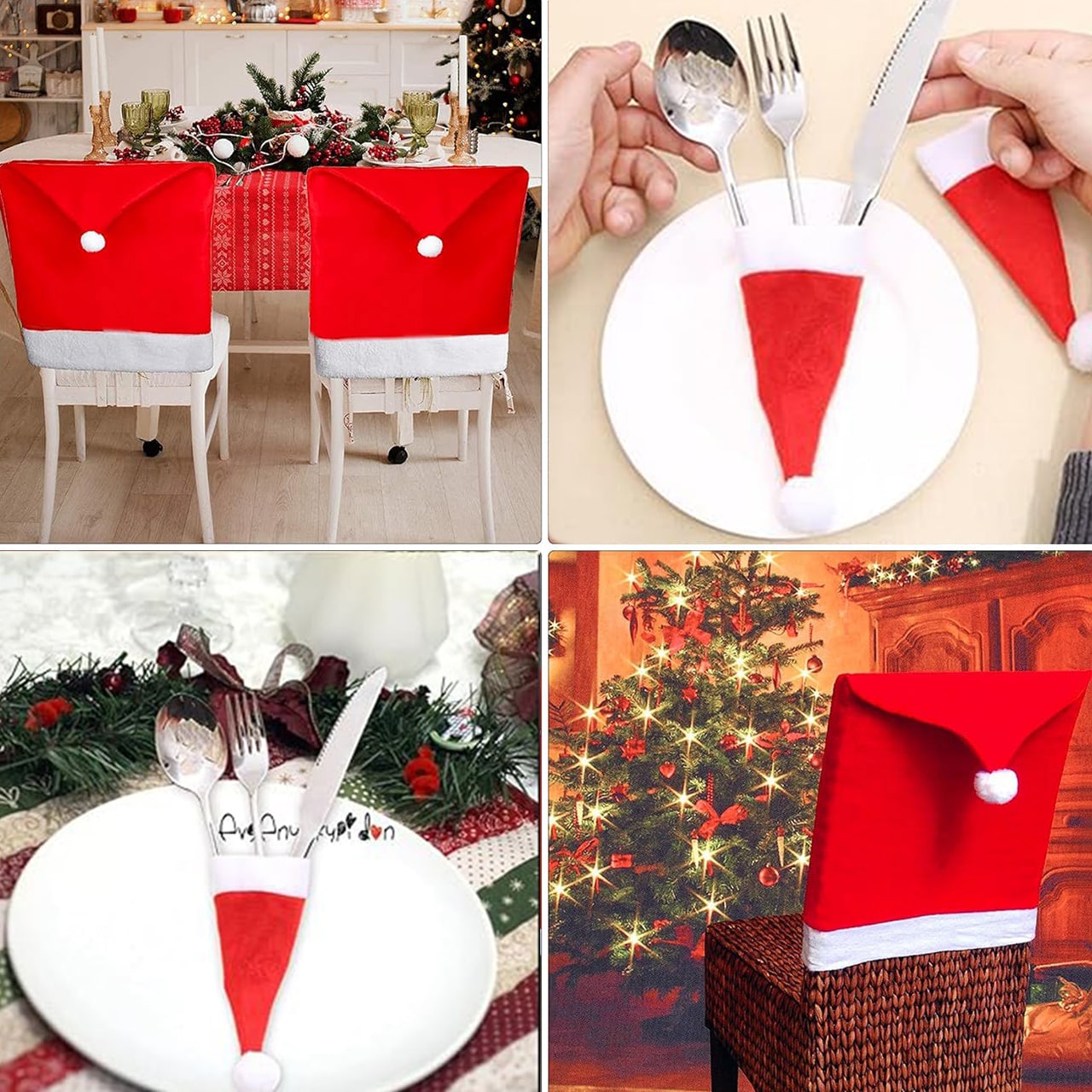 Il set include anche 20 impostazioni per la tavola a forma di cappello di Babbo Natale.