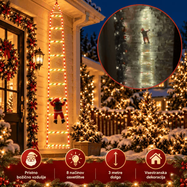 Scala natalizia a LED con Babbo Natale, Scala - video