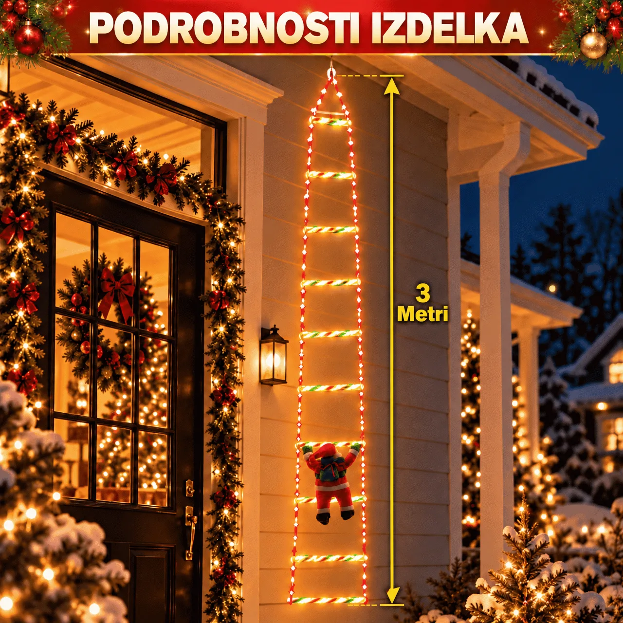 Scala natalizia a LED con Babbo Natale, Scala - Image 3