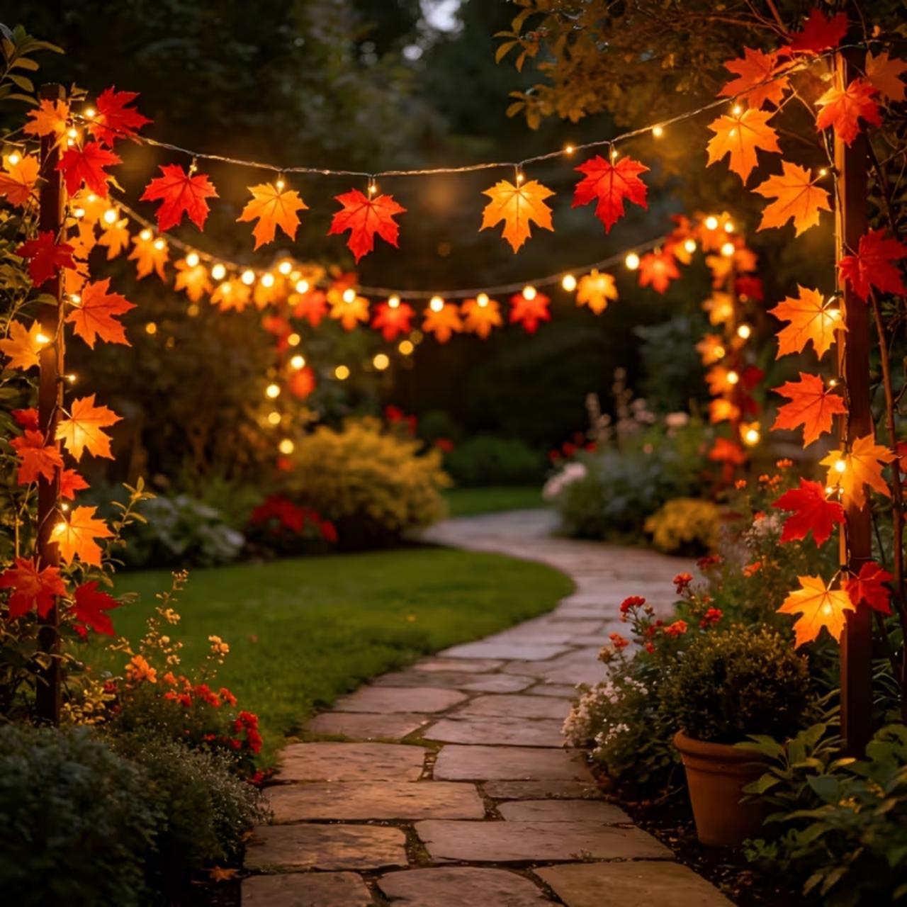 Catena luminosa LED solare con foglie autunnali, MapleLeaf - Image 3