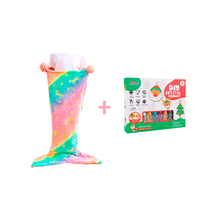 MermaidArtCraft, set regalo con coperta per bambina e set di ciondoli natalizi GRATIS - Image 1
