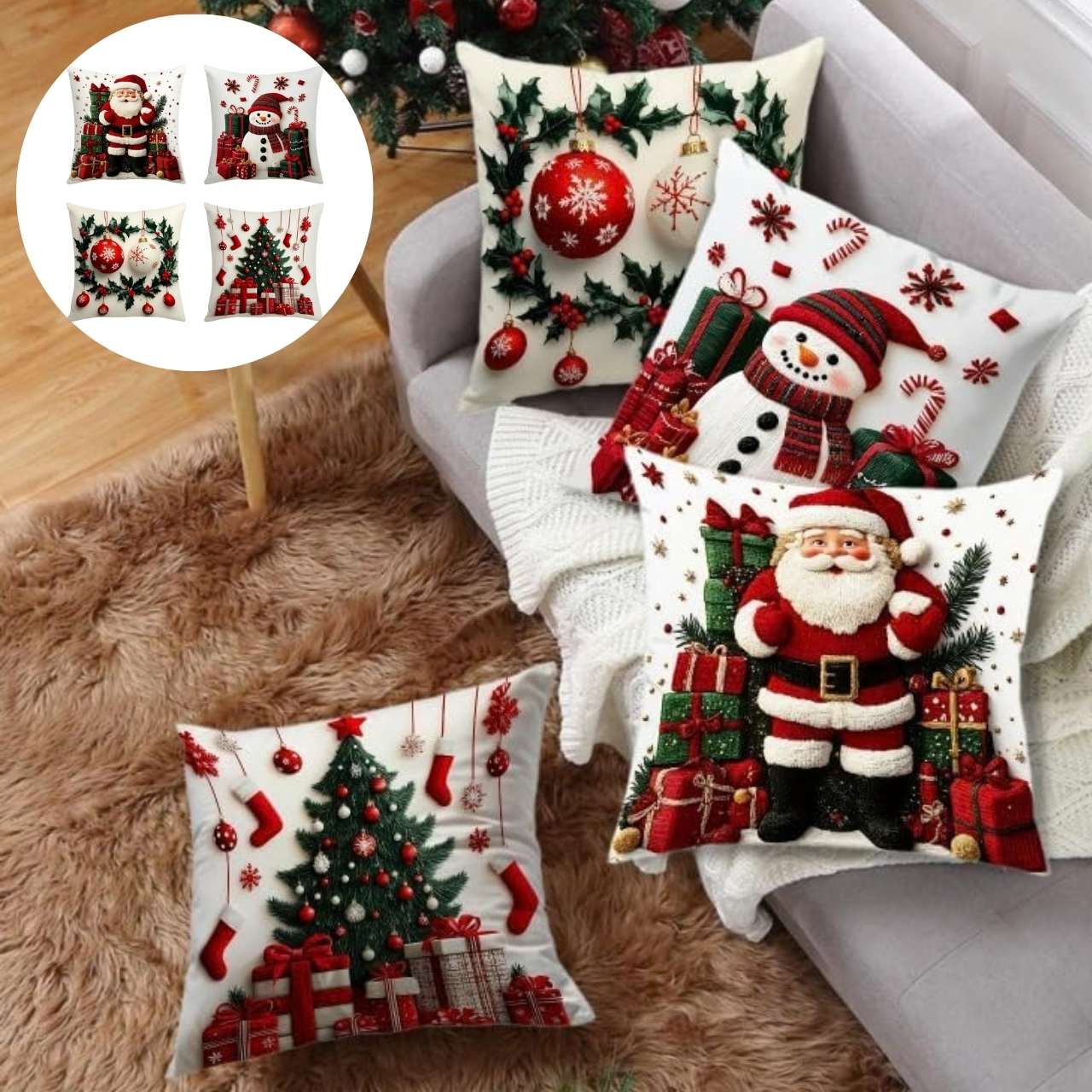 Fodere per cuscini natalizie (4 pezzi), RedXmass - Image 9