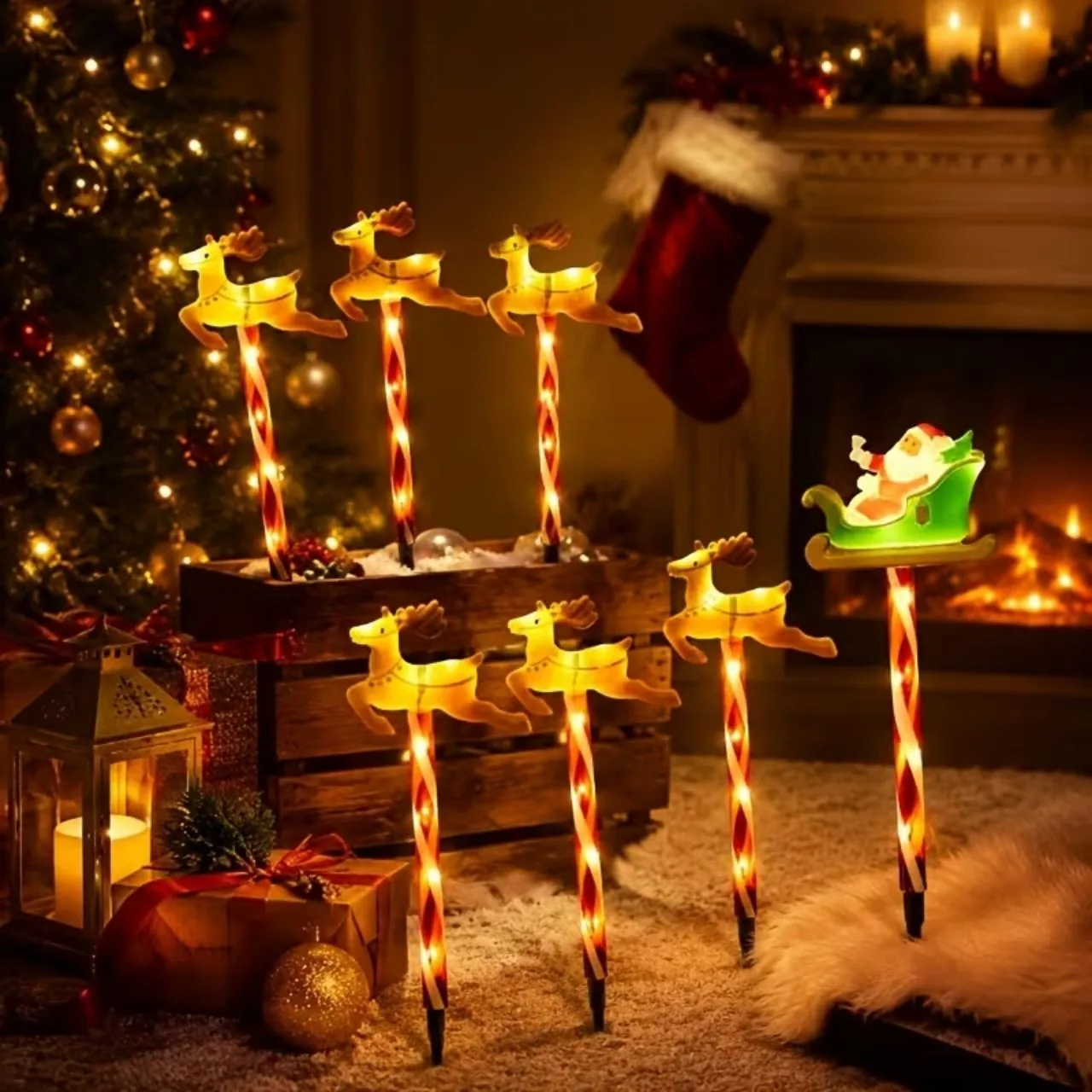 Decorazione natalizia da giardino con Babbo Natale e renne, ReinDeers - Image 2