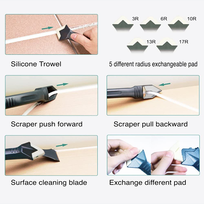 SiliconRemover, strumento 5 in 1 per applicare, lisciare e rimuovere il silicone - Image 3