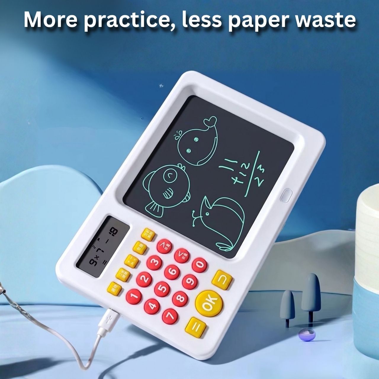 Tablet didattico 2-in-1 con calcolatrice per bambini, TrainMath - Image 2
