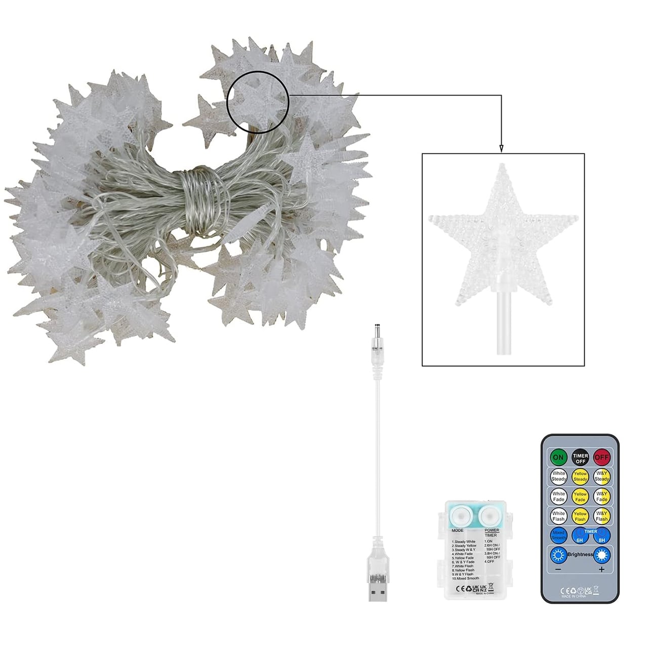 Twinkles, catena luminosa con luci a forma di stella (6 m) - Image 10